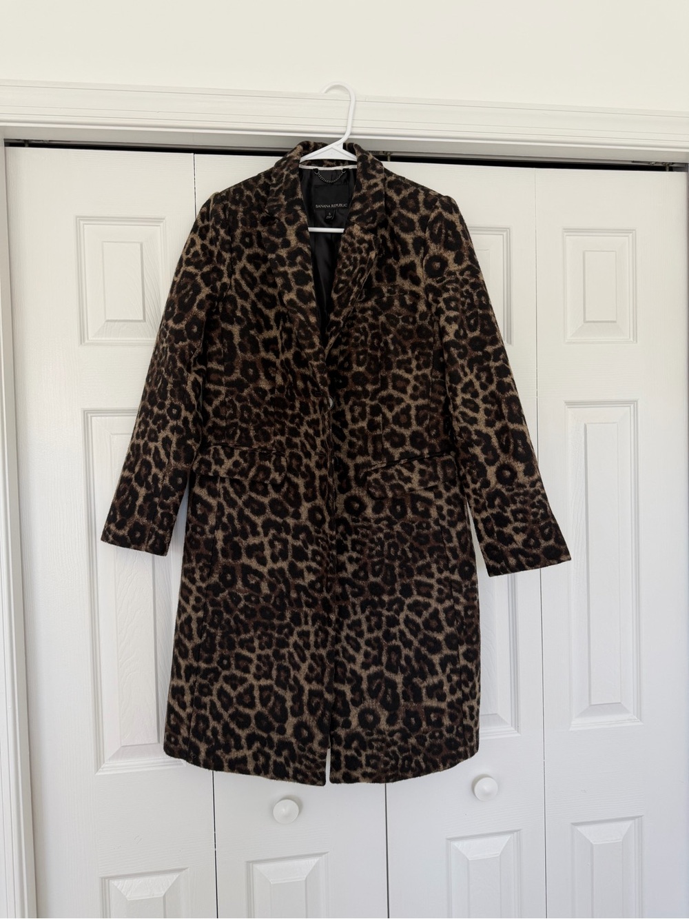 Banana Republic Leopard Print Tailored Topcoat Brown Black | Size S